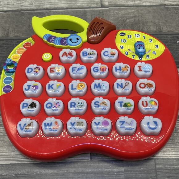 VTech Alphabet Red Apple ABC Toy Preschool Letters Music/Lights Works. {2}. - Picture 1 of 13